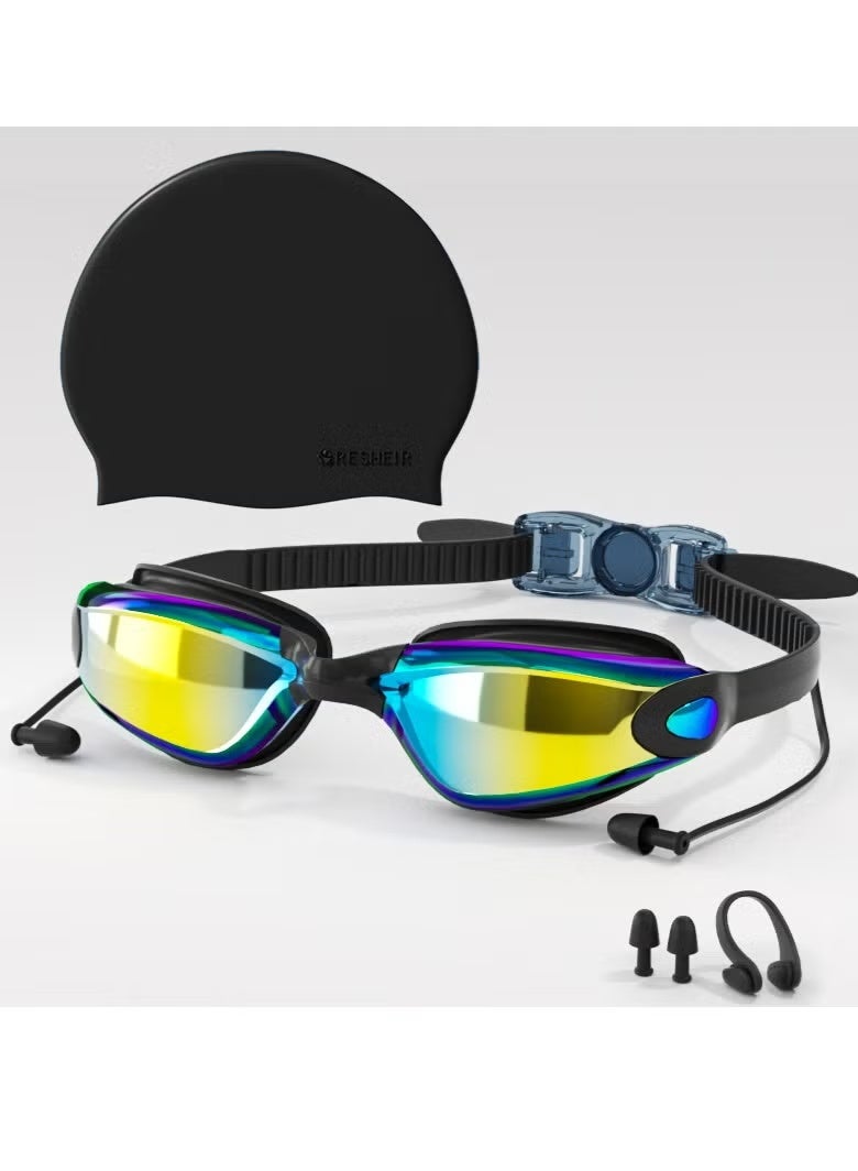 Ruili Premium Swimming Goggles with Silicone Cap, Nose Plugs & Ear Plugs for Men, Women & Teenagers, - Clear Vision, 180° Panoramic View, Polarized, Anti-Fog, UV Protection, Leak-Proof Eyewear - Image 1
